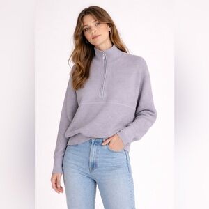 Quarter-Zip Knit Pullover in Light Lavender